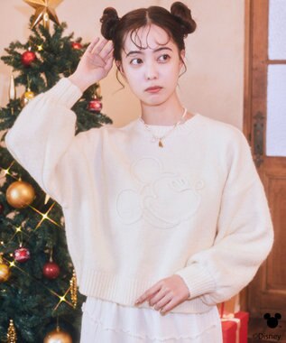 earth music&ecology 【予約】Disney/ミッキーコード刺繍ニットプルオーバー