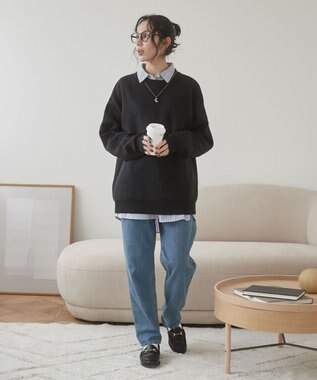 WEGO 【ユニセックス着用ITEM/MLサイズ展開】ミラノリブクルーネックプルオーバー ブラック