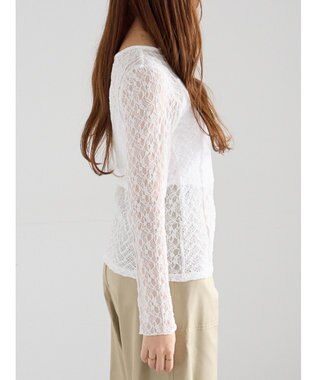 Te chichi パッチワークレースクルーネックTOPS《2025Autumn catalog vol.2 item》 オフホワイト