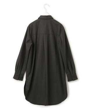 ICB L 【洗える】 ウールミルドサキソニー ロングシャツ チャコール系