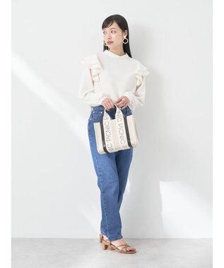 earth music&ecology フリルスリーブブラウス Blue