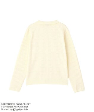 Green Parks GREENWICH POLO CLUB(TM)ケーブル襟付ニットカーディガン Ecru