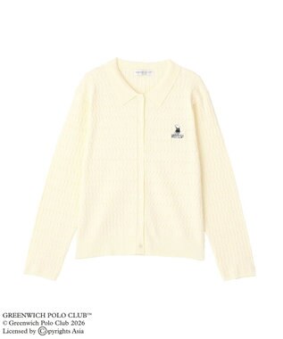 Green Parks GREENWICH POLO CLUB(TM)ケーブル襟付ニットカーディガン Ecru