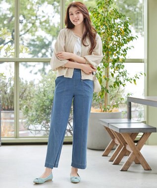 Tiaclasse L 麻調襟ギャザーシアーブルゾン ライトベージュ