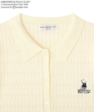 Green Parks GREENWICH POLO CLUB(TM)ケーブル襟付ニットカーディガン Ecru