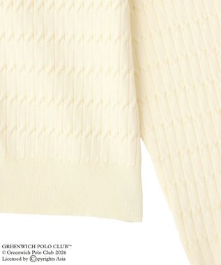 Green Parks GREENWICH POLO CLUB(TM)ケーブル襟付ニットカーディガン Ecru