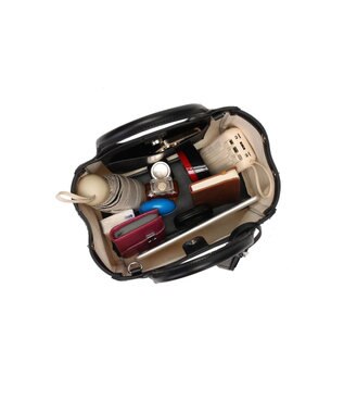 style code 【MERCURYDUO/マーキュリーデュオ】カードケース付 軽量キャンバスロゴ 2WAYトートバッグ アイボリーブラック