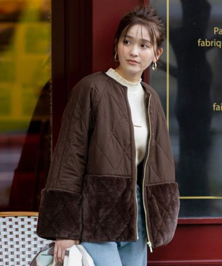 d*g様 ベージュ ファー付きキルティングコート d*g様 ベージュ ファー付きキルティングコート