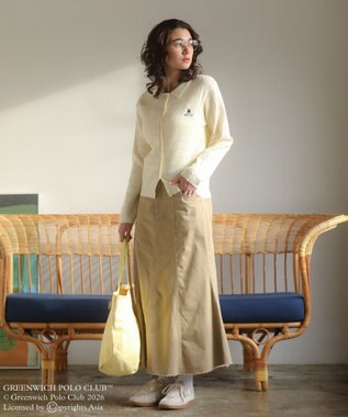 Green Parks GREENWICH POLO CLUB(TM)ケーブル襟付ニットカーディガン Ecru