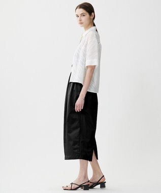 ICB L 【洗える】ゼブラシアーJQ クロップドシャツ オフホワイト系