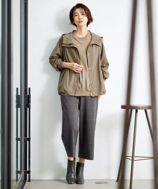 J.PRESS LADIES S 【洗える】アルガンシルクチェック ワイドパンツ ブラウン系3