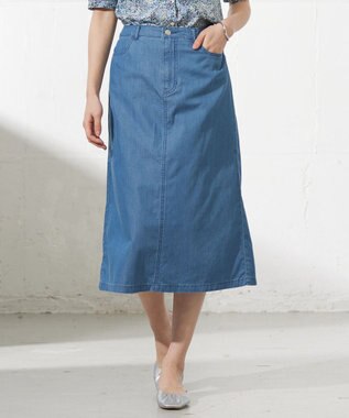 J.PRESS LADIES L 【洗える】4ozライトデニム スカート ダルブルー系