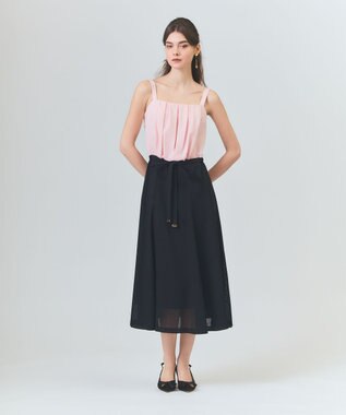 GRACE CONTINENTAL リネンライクバイカラーワンピース ピンク