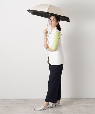 MOONBAT 【晴雨兼用日傘】ランバン コレクション（LANVIN COLLECTION） 折りたたみ日傘 グログランリボン ベージュ