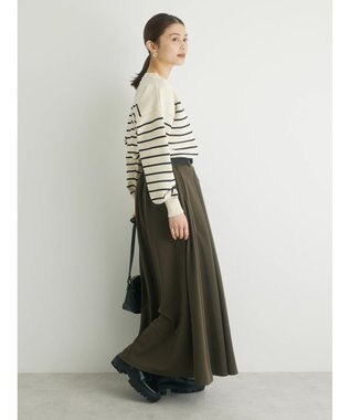 Green Parks ・ｎｏｖｅｍ９　ガチャベルト付フレアスカート Khaki