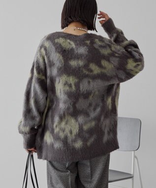 AMERICAN HOLIC ニュアンス柄ニットカーディガン Charcoal Gray