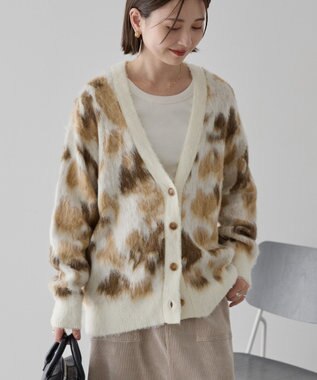 AMERICAN HOLIC ニュアンス柄ニットカーディガン Ivory