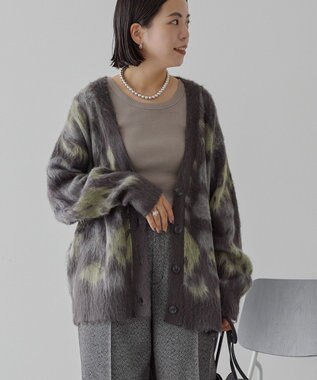 AMERICAN HOLIC ニュアンス柄ニットカーディガン Charcoal Gray