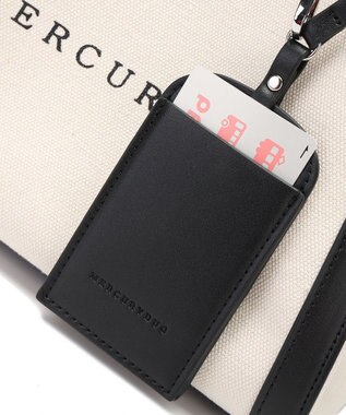 style code 【MERCURYDUO/マーキュリーデュオ】カードケース付 軽量キャンバスロゴ 2WAYトートバッグ アイボリーブラック