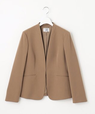 J.PRESS LADIES L 【洗える】アルガンシルク ノーカラー ジャケット キャメル系