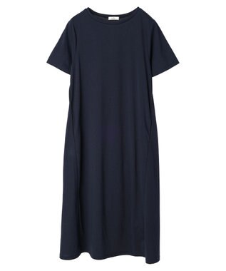 earth music&ecology プレーティング天竺Ａラインワンピース Dark Navy