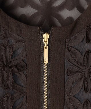 自由区 L 【17号サイズまで展開】テープエンブロイダリー ブルゾン ブラウン