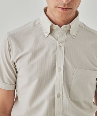 GOTAIRIKU とにかく涼しい/酷暑対応【シワになりにくい/吸水速乾】クールマックスサッカーシャツ 新色/ベージュ×白