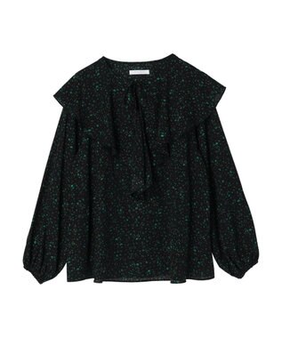 Green Parks 柄アソートラッフル衿ブラウス Flower