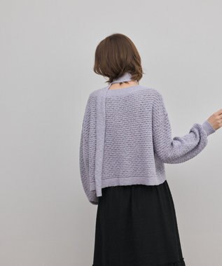 GRACE CONTINENTAL メッシュオーバーニットトップ ラベンダー