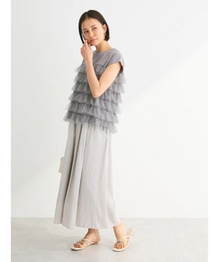 Green Parks フレンチスリーブチュールティアードプルオーバー Gray