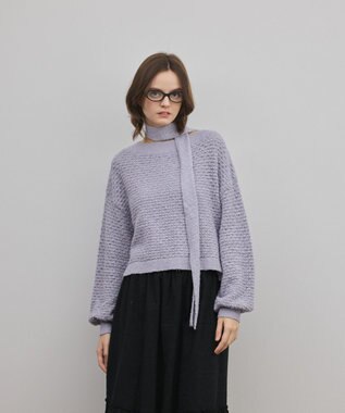 GRACE CONTINENTAL メッシュオーバーニットトップ ラベンダー