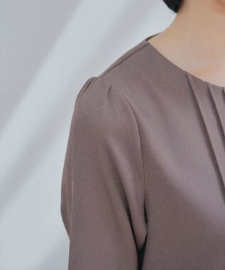 Tiaclasse 【洗える】ピンタックチュニックブラウス モカ