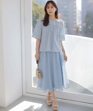 組曲 S 【先行予約】カラーボイル スカート クラウディブルー系