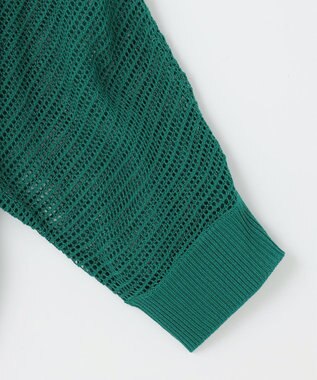 ANY L メッシュパターンニットカーディガン ターコイズ