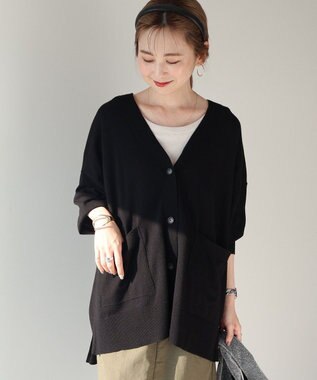 AMERICAN HOLIC バイパチＶネックワイドニットカーディガン Black