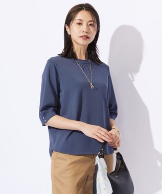 J.PRESS LADIES L 【洗える】レーヨンエリートストレッチ ギャザースリーブ ニット ブルーグレー系