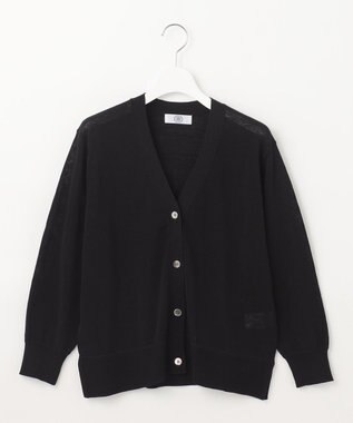 J.PRESS LADIES L 【洗える】SILKY COTTON LINEN カーディガン ブラック系