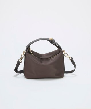 TOPKAPI 【TREASURE TOPKAPI】ナイロン レザーコンビ ハンドルオープン ミニ ショルダーバッグ チョコレート