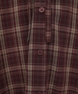 earth music&ecology フーディーチェックシャツ Bordeaux