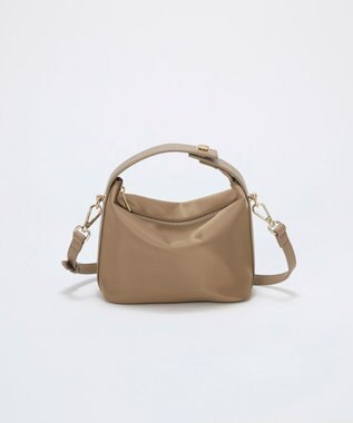 TOPKAPI 【TREASURE TOPKAPI】ナイロン レザーコンビ ハンドルオープン ミニ ショルダーバッグ グレージュ