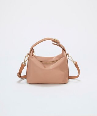 TOPKAPI 【TREASURE TOPKAPI】ナイロン レザーコンビ ハンドルオープン ミニ ショルダーバッグ ピンクベージュ