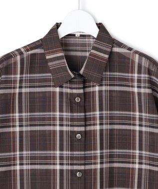 23区 【先行予約】ハイツイストシアーチェック クロップド シャツ ブラウンチェック