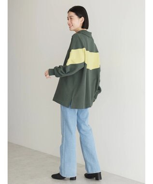 AMERICAN HOLIC ハーフＺＩＰ配色切り替え裏毛チュニック Khaki