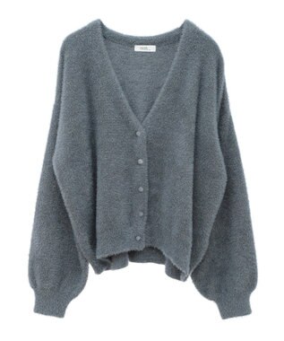earth music&ecology ミニラメシャギーカーディガン Charcoal Gray