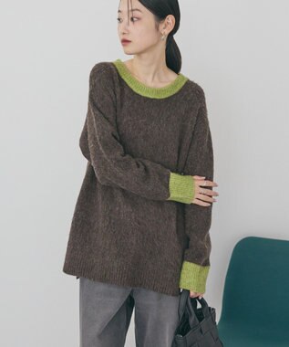 AMERICAN HOLIC 起毛バイカラーニットプルオーバー