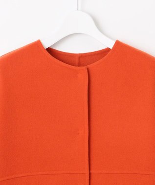 自由区 S 【SHIHOさん着用】ウールリバーノーカラー コート オレンジ