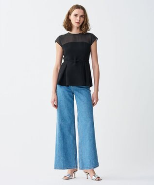 uncrave ウォッシャブルダブルクロス ビスチェブラウス(フレンチスリーブ) ブラック