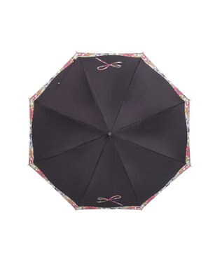 MOONBAT 【耐風傘/ジャンプ傘】ランバン オン ブルー (LANVIN en Bleu) リボン 花柄 長傘 サテンプリント ブラック