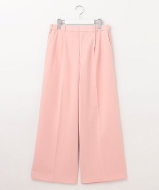自由区 【洗える】ライトフィールジャージータックワイド パンツ ピンク
