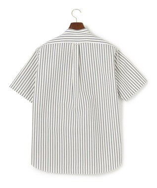 J.PRESS MEN 【クールマックス】サッカーマルチストライプ バンドカラーシャツ ブルー系1